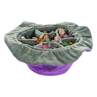 Dobbelstenen Zak met Dice Tray – Zachte Pluche Opbergzak | Voor Dungeons & Dragons & TTRPG Dobbelstenen Paars