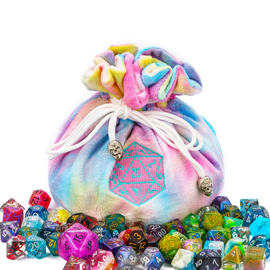 Dobbelstenen Zak met Dice Tray – Zachte Pluche Opbergzak | Voor Dungeons & Dragons & TTRPG Dobbelstenen Multicolor