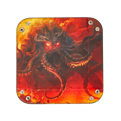 Opvouwbare Dice Tray – Zwart Kunstleer | Voor Dungeons & Dragons & TTRPG Dobbelstenen Monster Rood