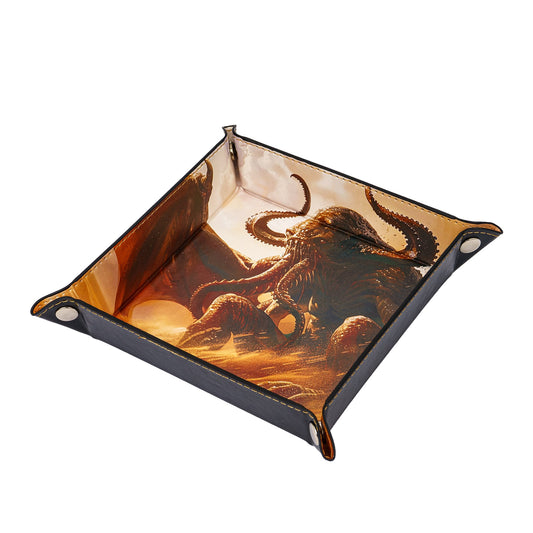 Opvouwbare Dice Tray – Zwart Kunstleer | Voor Dungeons & Dragons & TTRPG Dobbelstenen Monster