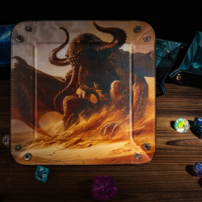 Opvouwbare Dice Tray – Zwart Kunstleer | Voor Dungeons & Dragons & TTRPG Dobbelstenen Monster
