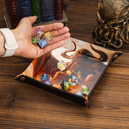Opvouwbare Dice Tray – Zwart Kunstleer | Voor Dungeons & Dragons & TTRPG Dobbelstenen Monster