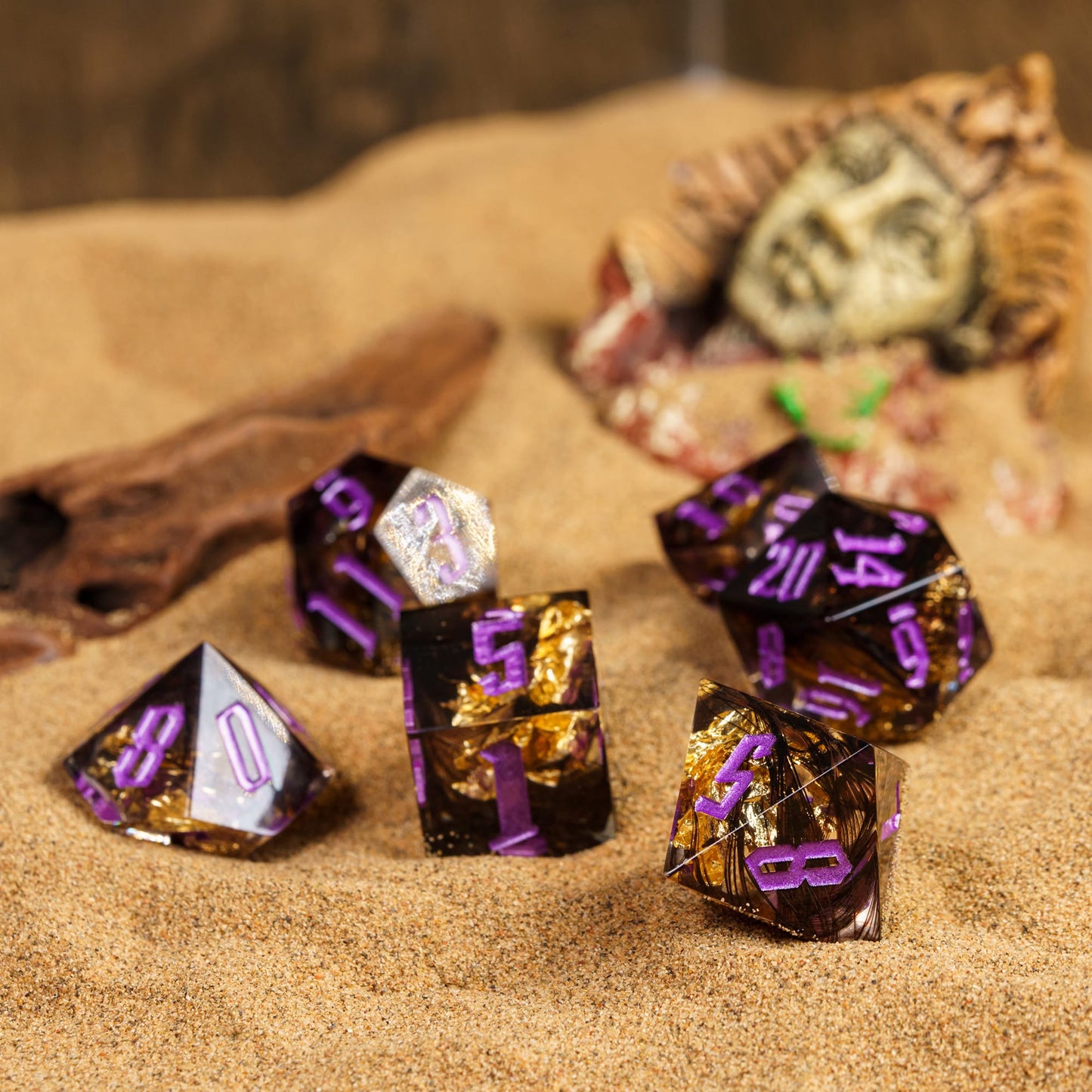7 delige Resin Dice Set “Shadowflame Relic"