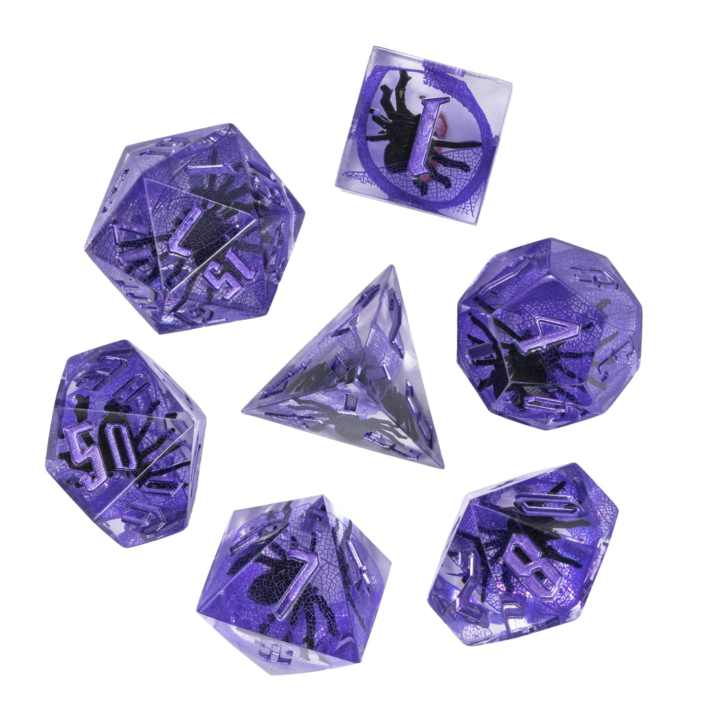 7 delige Resin Dice Set “Amethyst Spider"