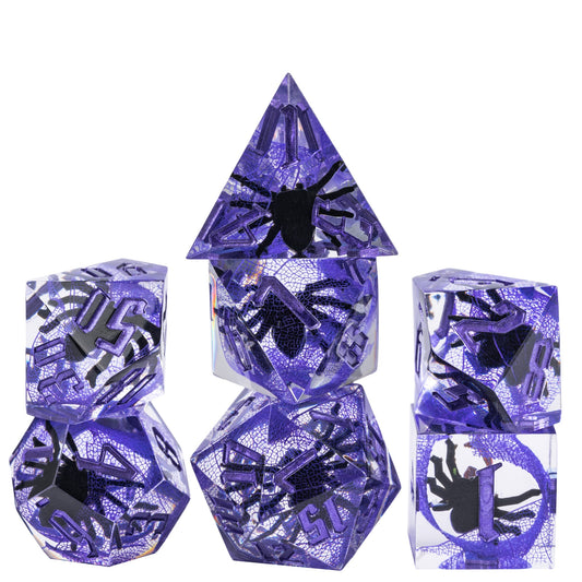 7 delige Resin Dice Set “Amethyst Spider"