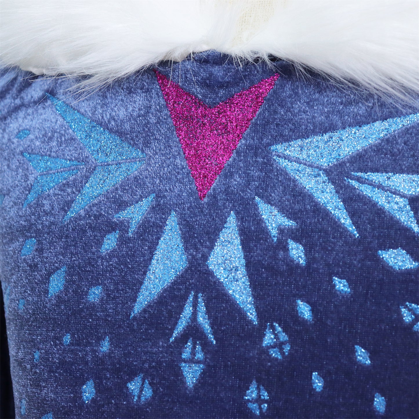 Elsa Verkleed Jurk Winter met Bontkraag Donker Blauw