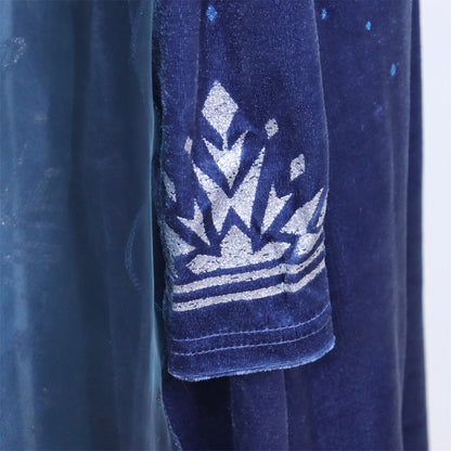 Elsa Verkleed Jurk Winter met Bontkraag Donker Blauw