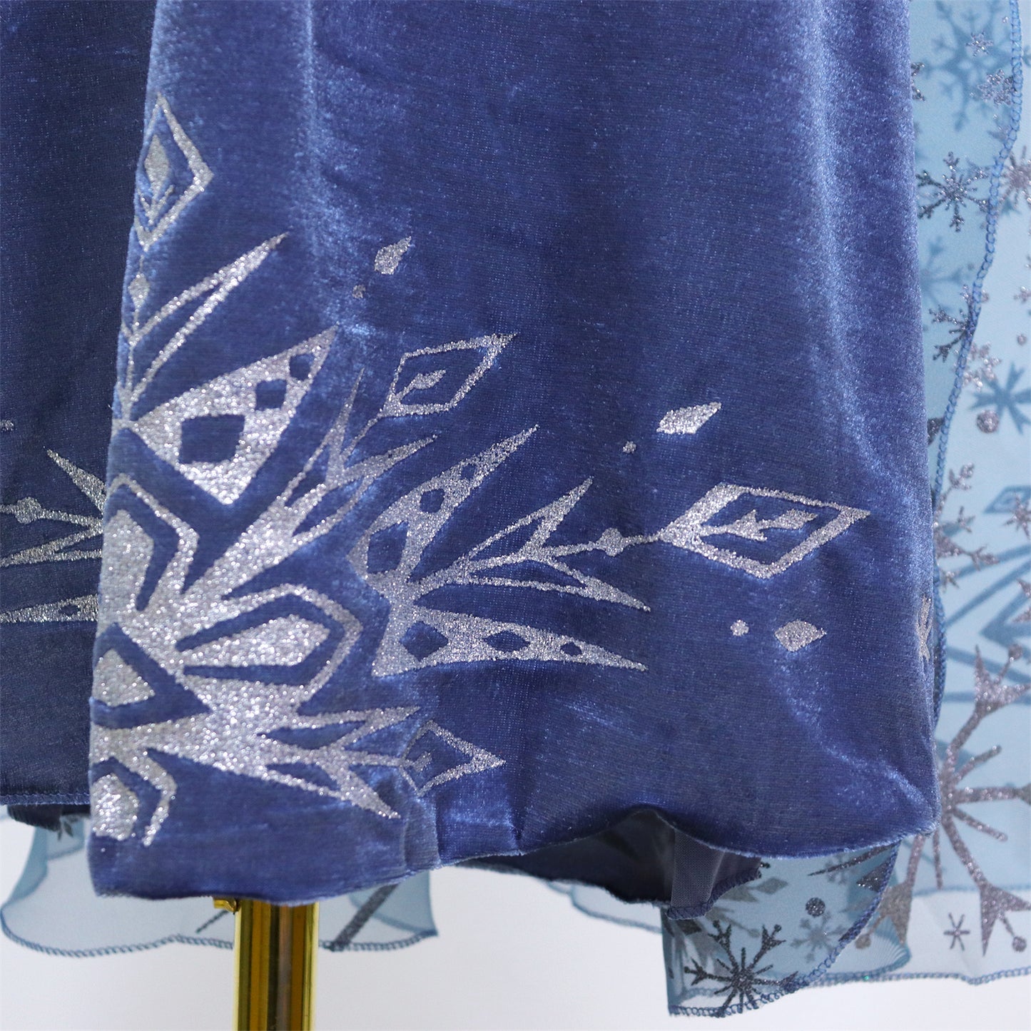 Elsa Verkleed Jurk Winter met Bontkraag Donker Blauw