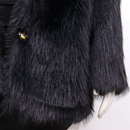 Zwarte Faux Bontjas voor Dames