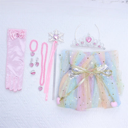 Prinsessen verkleedcape met Accessoires Regenboog