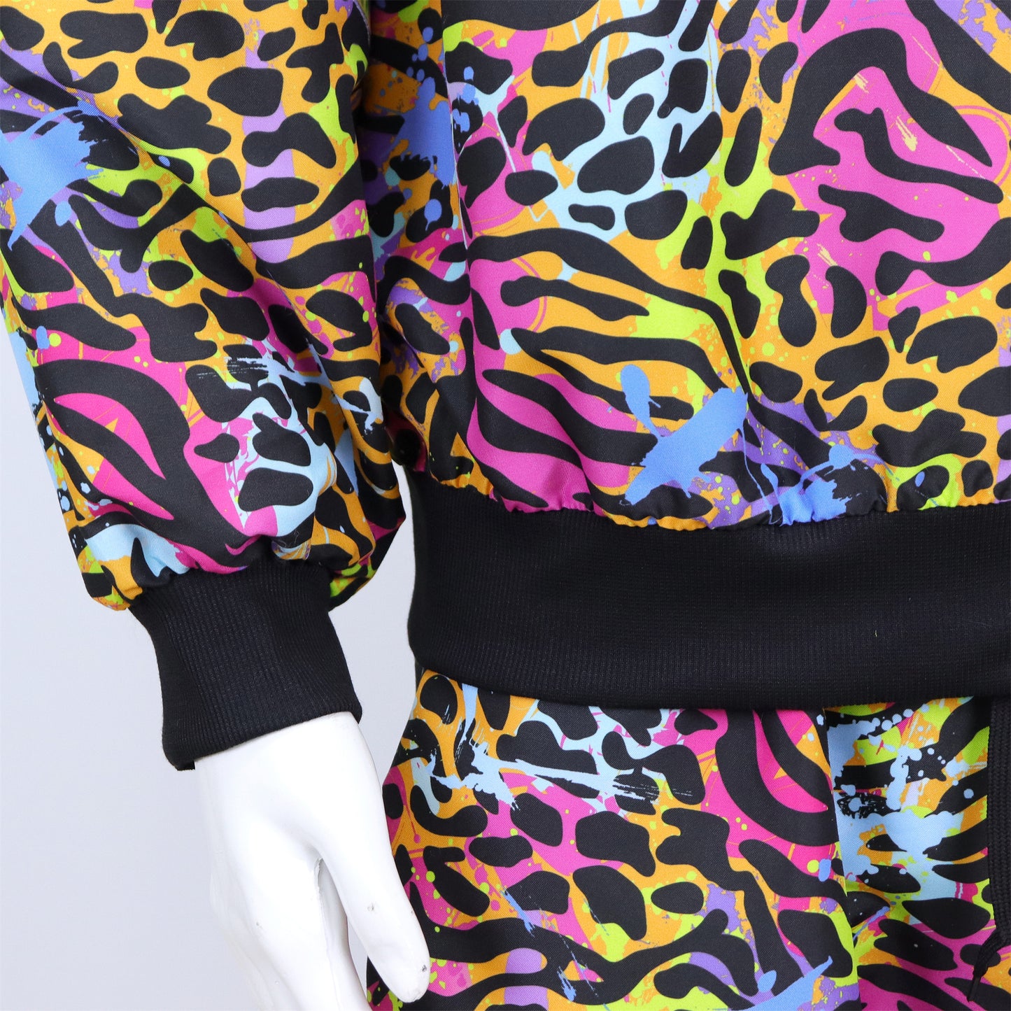 Retro Trainingspak Volwassenen Neon Panter Zebra Print met Metallic