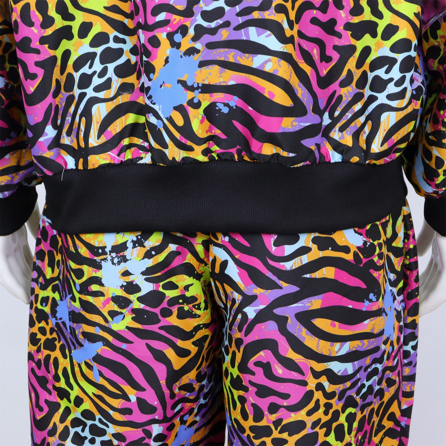 Retro Trainingspak Volwassenen Neon Panter Zebra Print met Metallic