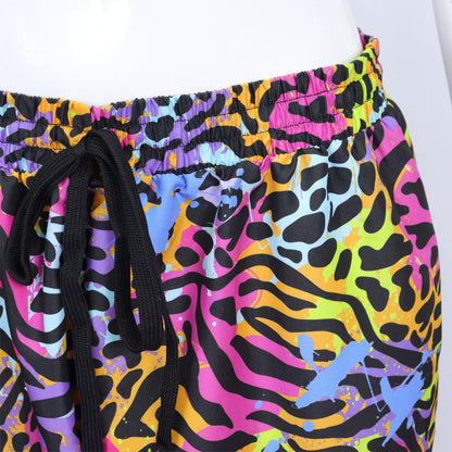 Retro Trainingspak Volwassenen Neon Panter Zebra Print met Metallic