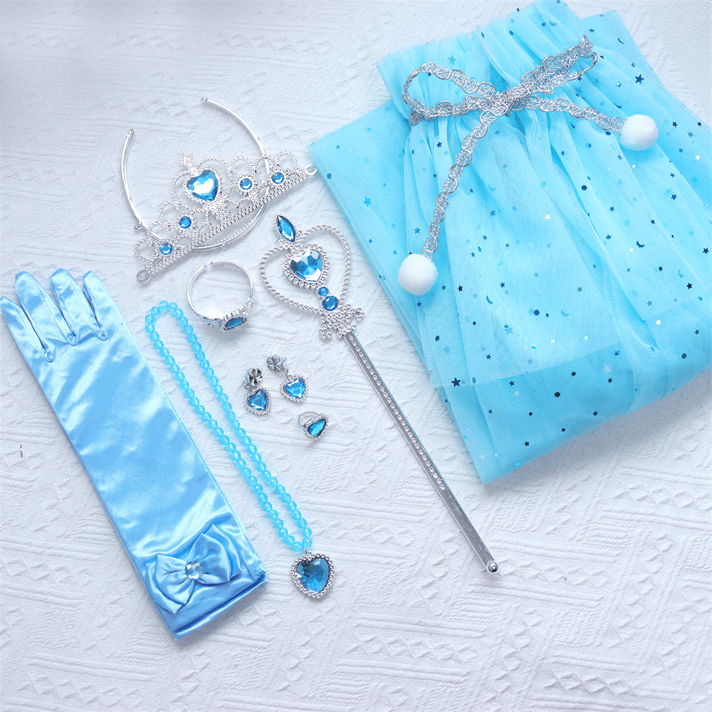 Prinsessen verkleedcape met Accessoires Blauw