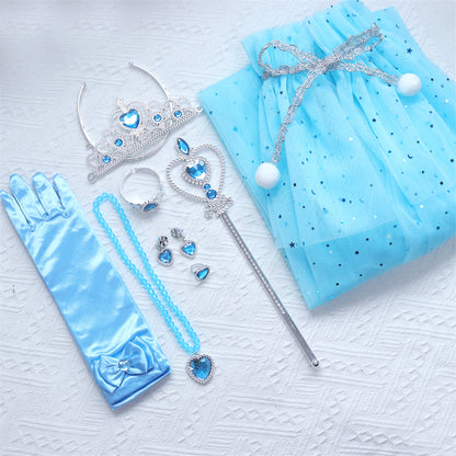 Prinsessen verkleedcape met Accessoires Blauw