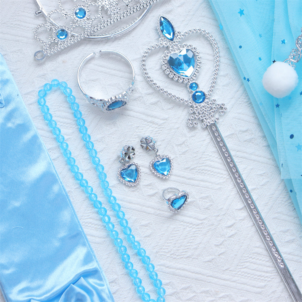 Prinsessen verkleedcape met Accessoires Blauw
