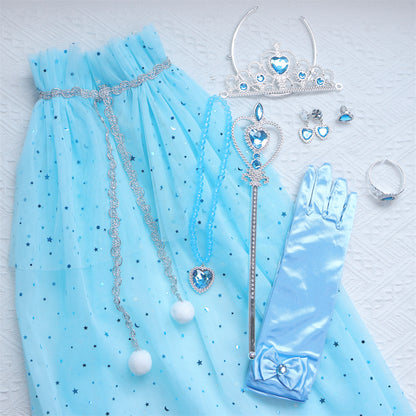 Prinsessen verkleedcape met Accessoires Blauw