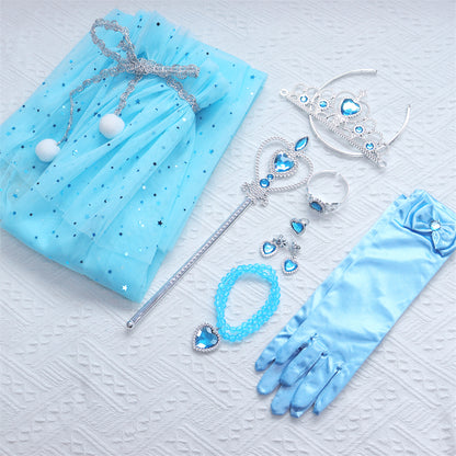 Prinsessen verkleedcape met Accessoires Blauw