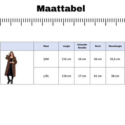 Lange Luipaard Faux Bontjas Dames