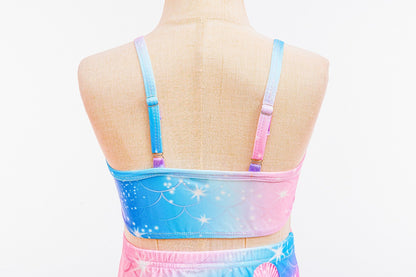 Zeemeermin Bikini Set met Luxe Zeemeermin Rok – Roze Blauw Paars