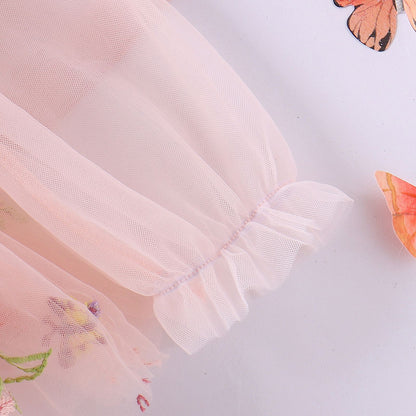 Baby Meisjes Prinsessenjurk met Bloemen en Haarband Zacht Roze