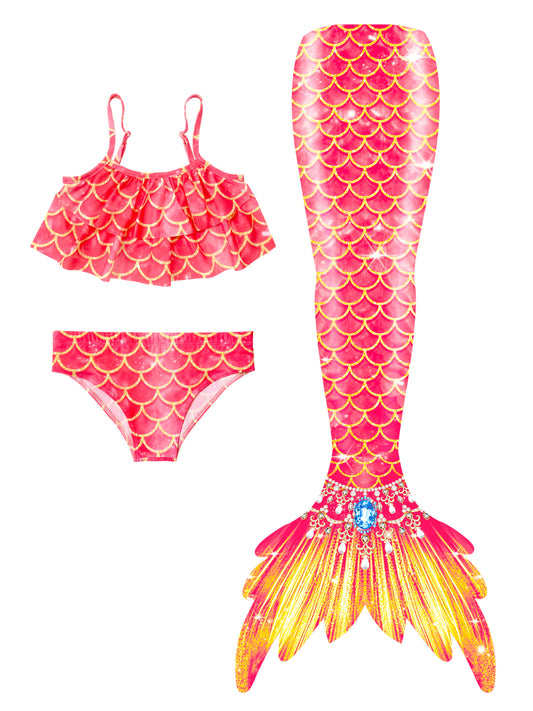 Zeemeerminstaart met bikini verkleed set Oranje en Geel