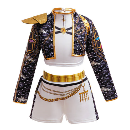 K-pop Stijl Meisjes Verkleedset Rumi Zwart/Wit Glitter