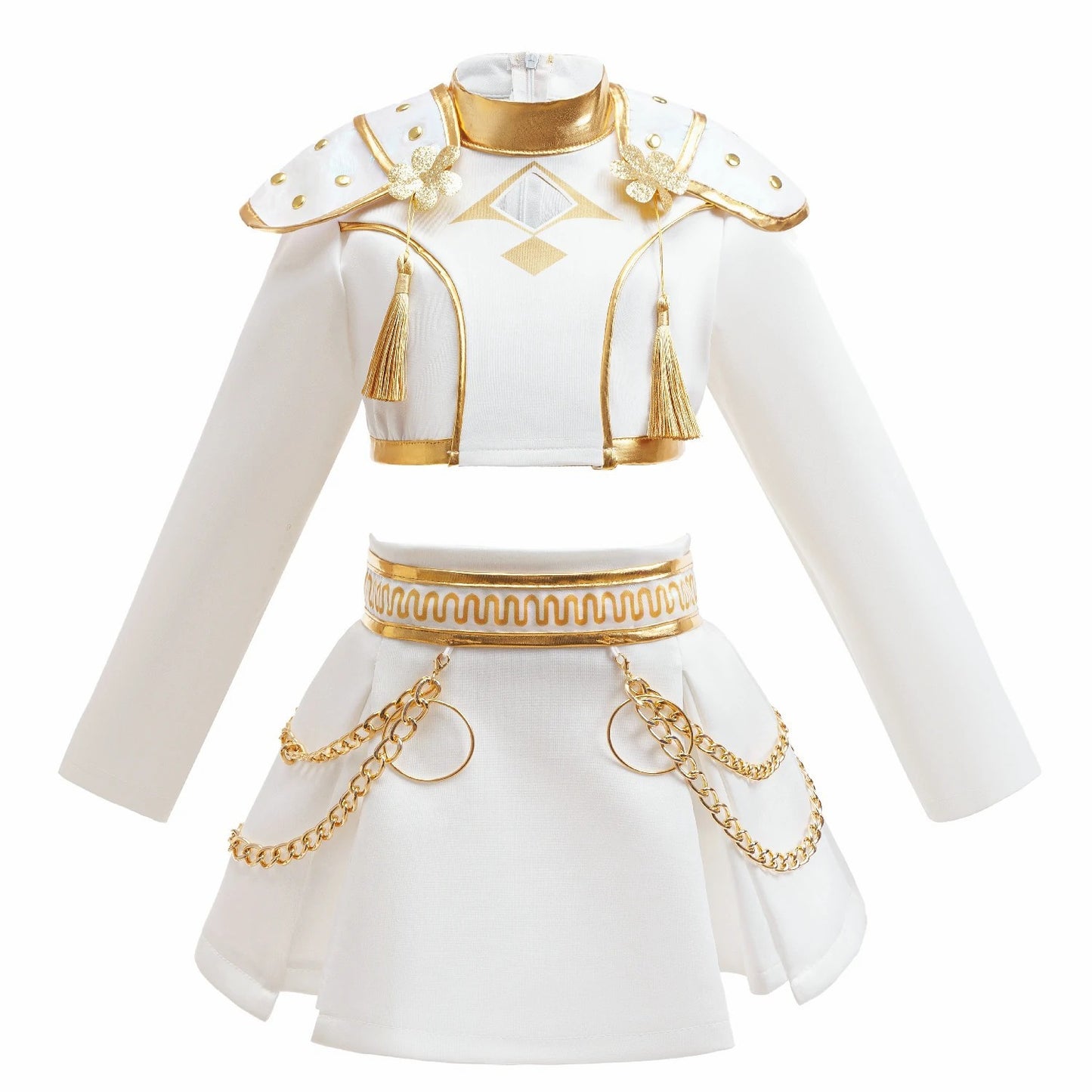K-pop Demon Hunters Stijl Meisjes Verkleedset Zoey Wit/Goud