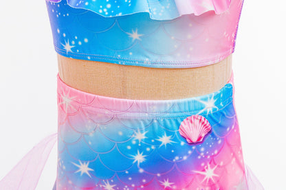 Zeemeermin Bikini Set met Luxe Zeemeermin Rok – Roze Blauw Paars
