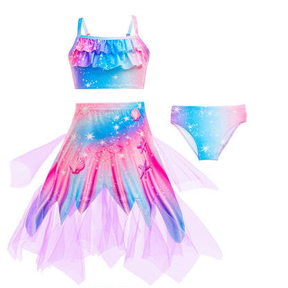 Zeemeermin Bikini Set met Luxe Zeemeermin Rok – Roze Blauw Paars