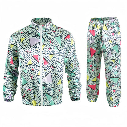 Retro Trainingspak Volwassenen Mintgroen met Retro Print