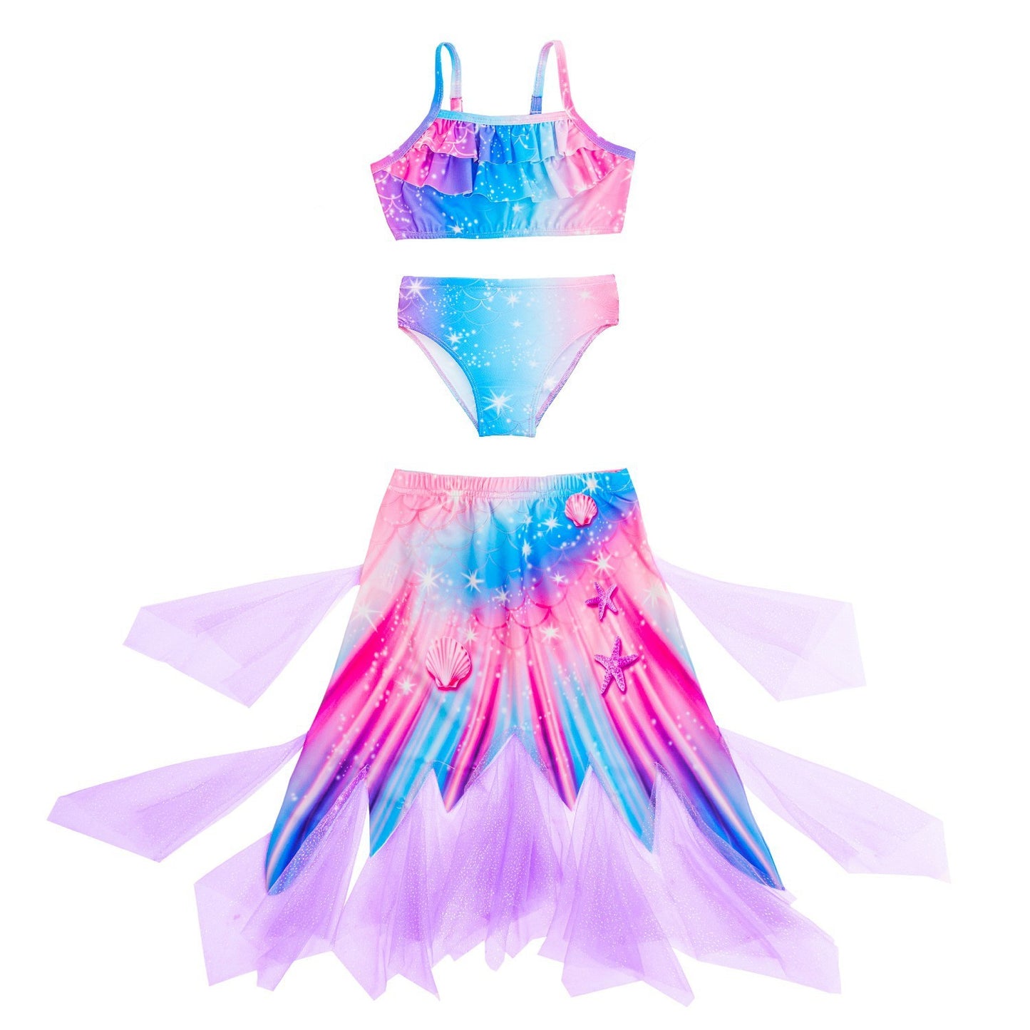 Zeemeermin Bikini Meisjes met Zeemeermin Rok Roze Blauw Paars