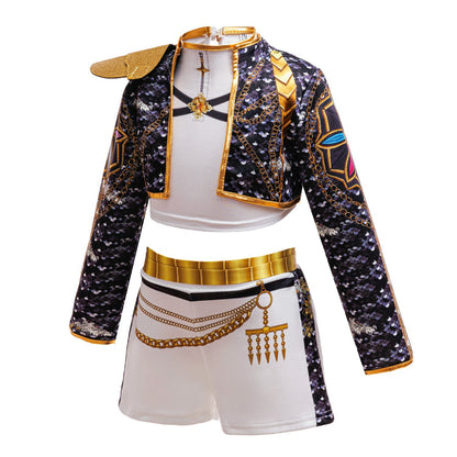 K-pop Stijl Meisjes Verkleedset Rumi Zwart/Wit Glitter