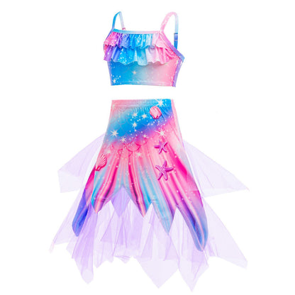 Zeemeermin Bikini Meisjes met Zeemeermin Rok Roze Blauw Paars