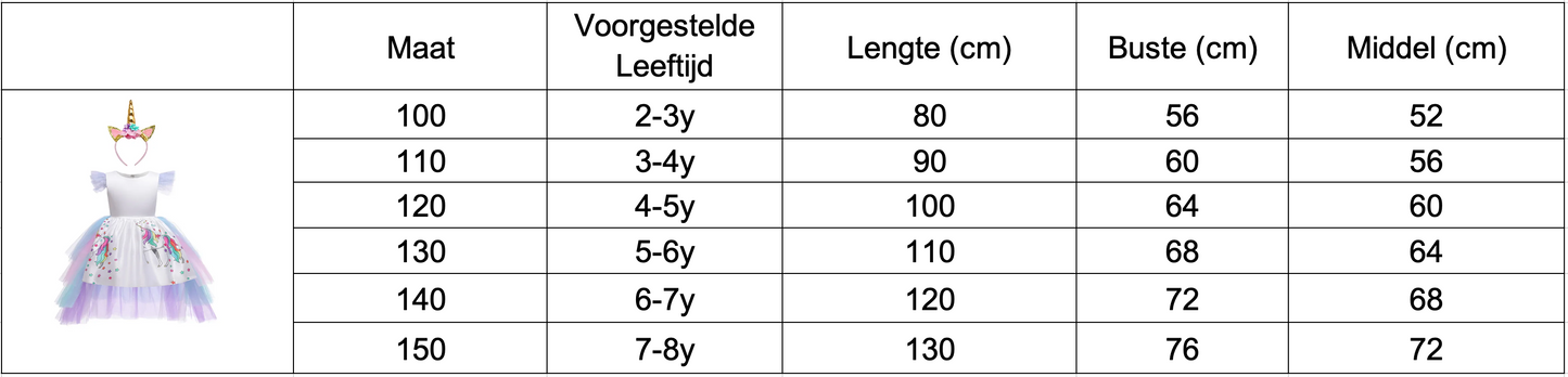 Luxe Witte Eenhoorn Verkleed Jurk