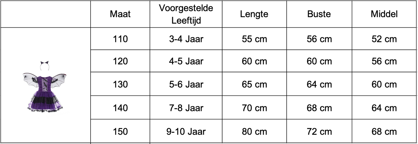 Vleermuis Verkleedjurk Meisje