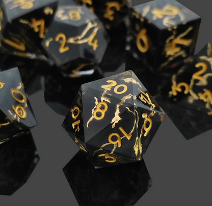 7 delige Resin Dice Set “Black Lightning”