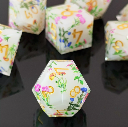7 delige Resin Dice Set “Blossom Meadow”