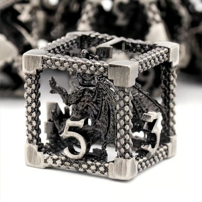 7-delige Metal Dice Set – “Dragonforge Bronze Hollow Core”