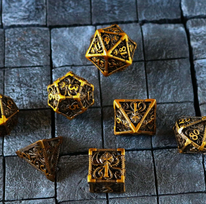 7 delige Metal Dice Set “Abyssal Octopus Gold”