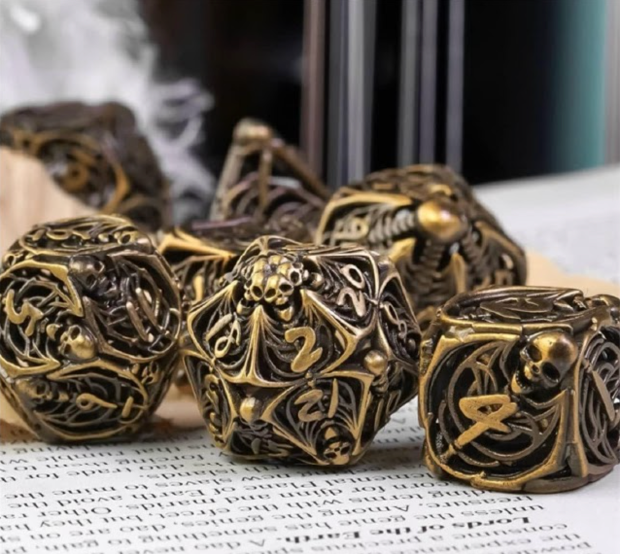 7 delige Metal Dice Set “Gravebone Bronze”