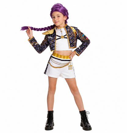 K-pop Stijl Meisjes Verkleedset Rumi Zwart/Wit Glitter