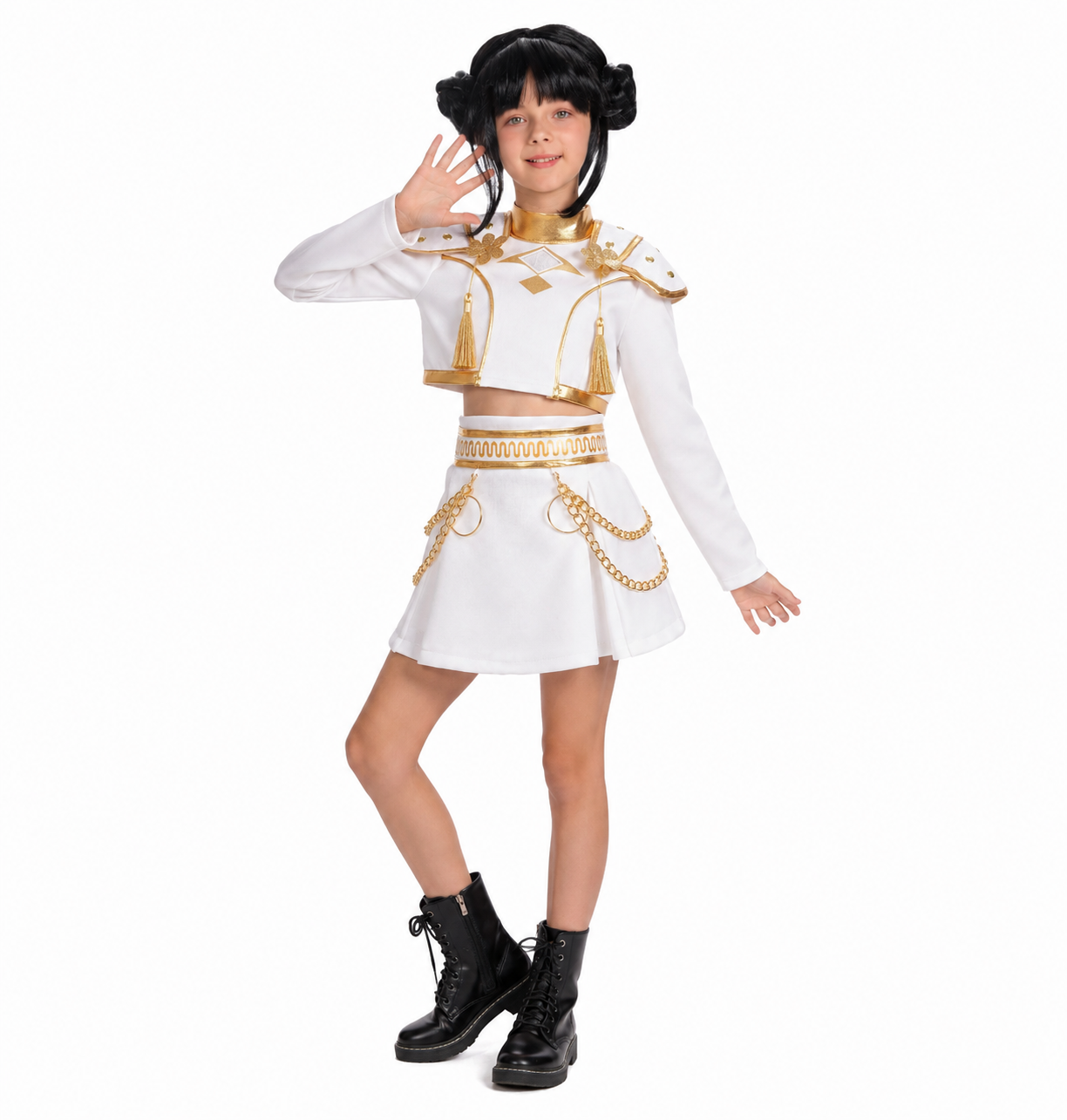 K-pop Demon Hunters Stijl Meisjes Verkleedset Zoey Wit/Goud