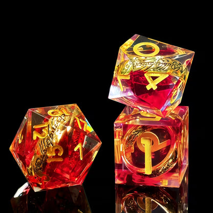 7 delige Resin Dice Set "The Ring Crimson Red"
