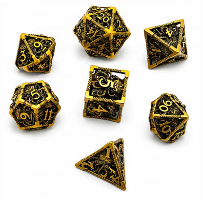 7 delige Metal Dice Set “Abyssal Octopus Gold”