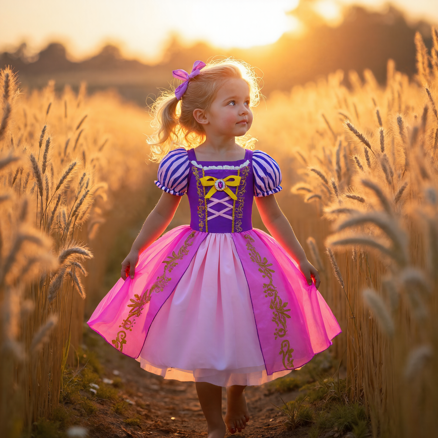 Rapunzel Prinsessenjurk meisje Korte Mouw
