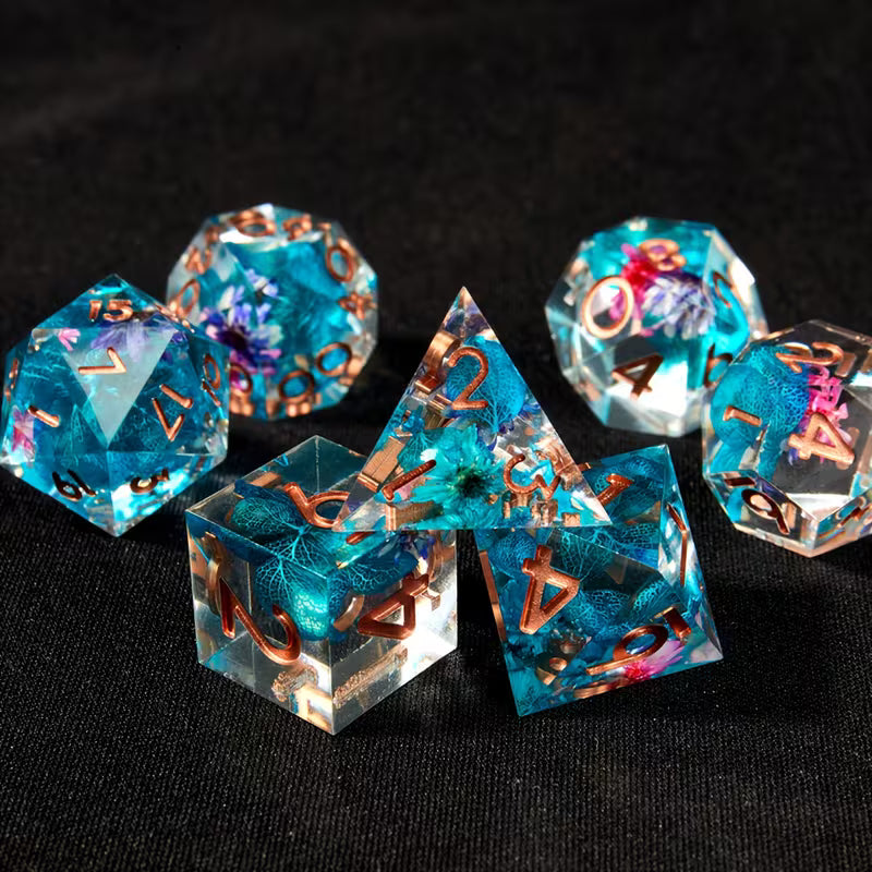 7 delige Resin Dice Set “Sapphire Bloom"