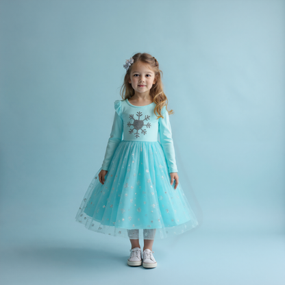 Comfortabele Prinsessenjurk voor Kinderen T-shirt Stof Licht Blauw
