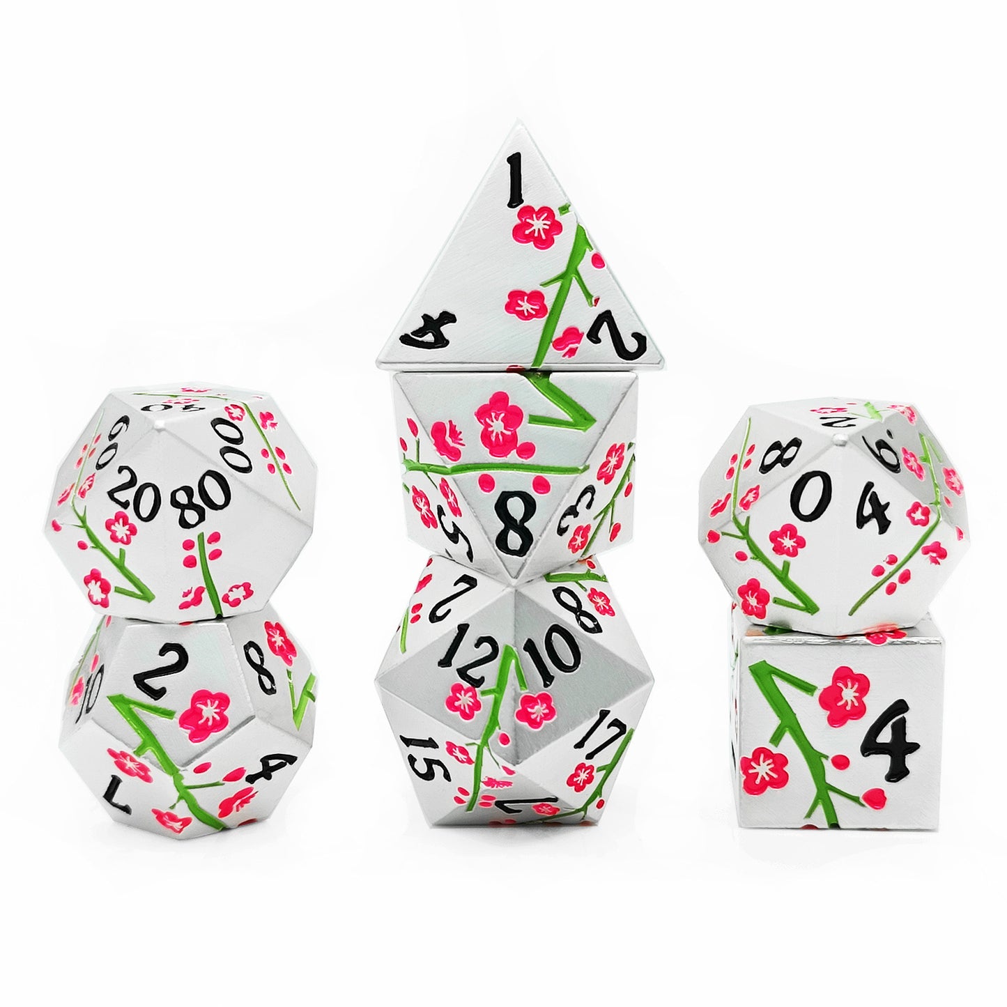 7 delige Metal Dice Set “Sakura Bloesem” Deluxe