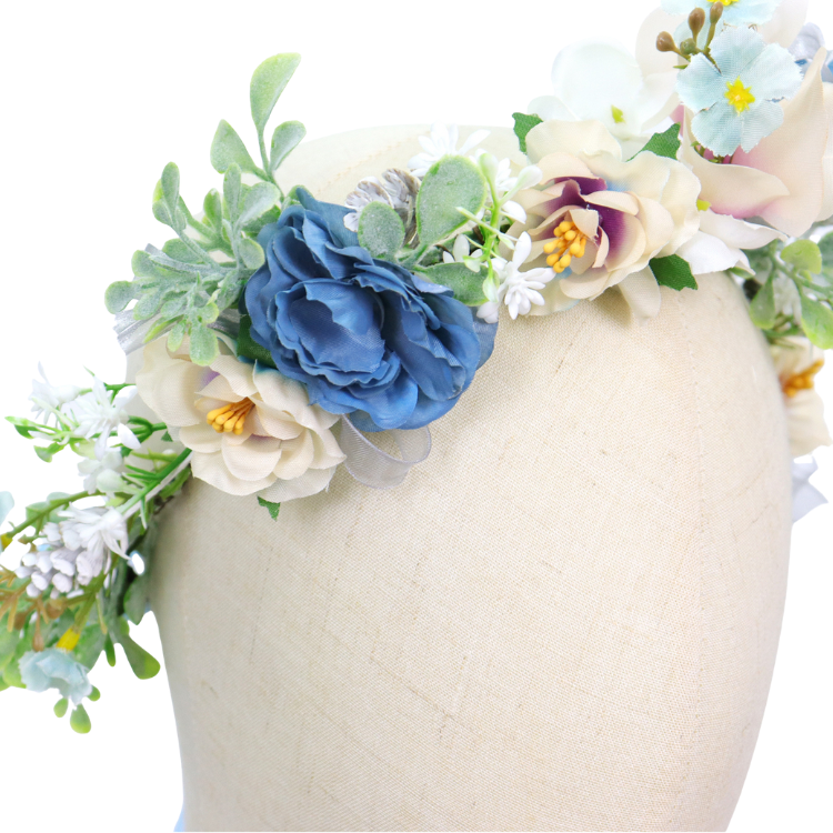 Bloemenkrans Haarband Blauw